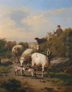 Ein Hirte Mit Schafen Und Ziegen. by Eugene Joseph Verboeckhoven