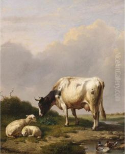 Cattle In A Summer Landscape by Eugene Joseph Verboeckhoven