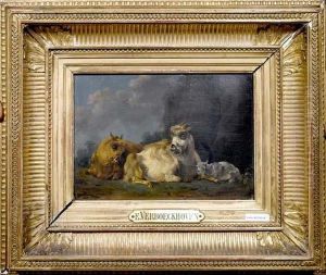 Zwei Liegende Ziegen. by Eugene Joseph Verboeckhoven