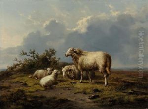 Sheep In The Meadow by Eugene Joseph Verboeckhoven