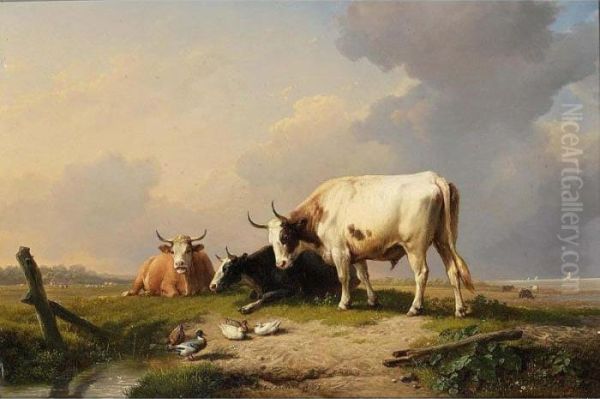 Cattle In A Summer Landscape - view 1