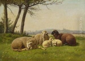 Schafe Auf Der Wiese. by Eugene Joseph Verboeckhoven