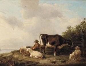 A Drover And His Flock On A Hillside A Drover And His Flock On A Hillside