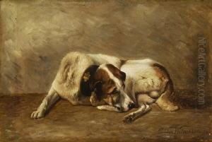 Liegender Hund. by Eugene Joseph Verboeckhoven