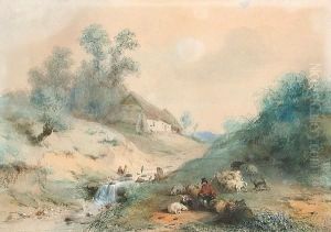 Shepherd Grazing His Flock by Eugene Joseph Verboeckhoven