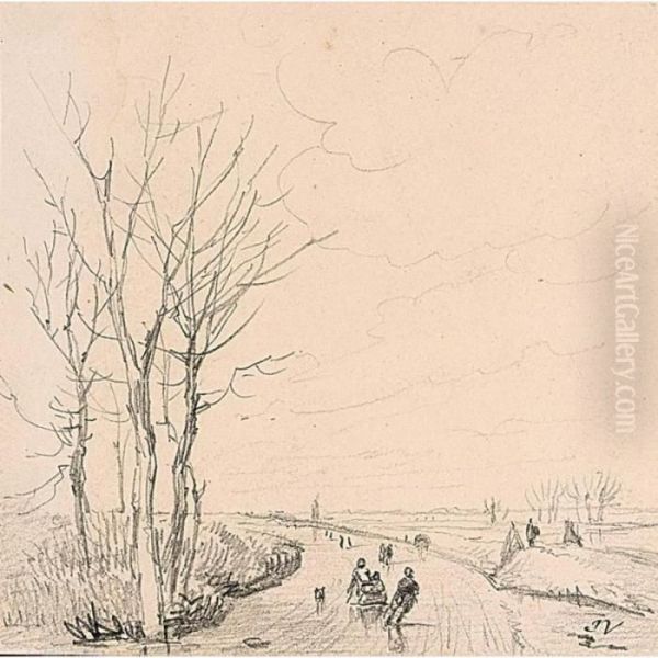 Two Polder Landscapes, One A Winter Scene - view 1