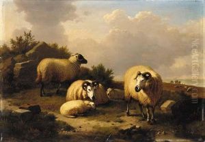 Mountain Sheep In A Landscape by Eugene Joseph Verboeckhoven