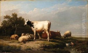 Cows And Sheep In A Landscape
