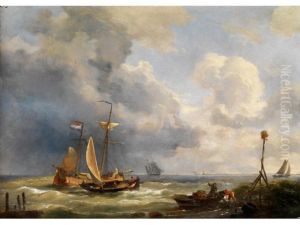 Segelboote Am Sturmisch Bewegtenuferwasser Der Kuste