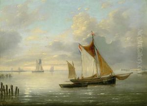 Fischerboote Vor Dem Hafen by Louis Verboeckhoven
