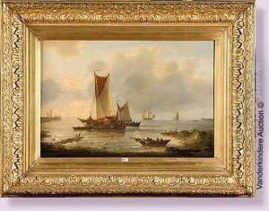 Bateaux De Peche Pres Du Rivage by Louis Verboeckhoven