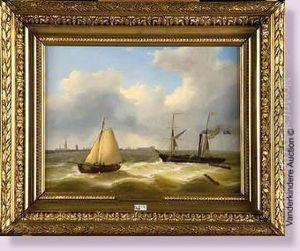 L'arrivee Du Vapeur Au Port by Louis Verboeckhoven