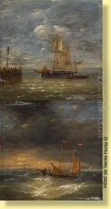 Barque De Peche Par Petit Temps by Louis Verboeckhoven