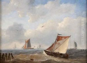 Voiliers Au Large by Louis Verboeckhoven