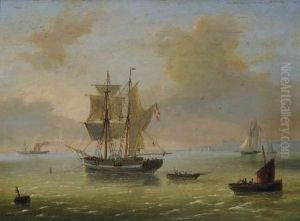 Boten Voor De Kust by Louis Verboeckhoven