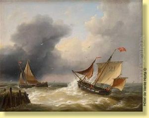 Retour Des Pecheurs by Louis Verboeckhoven