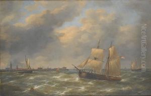 Sailing On A Choppy Sea by Louis Verboeckhoven