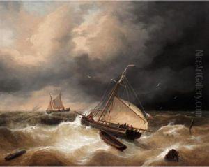 A French Fishing Boat In Rough Seas