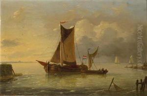 Sailing Vessels In A Harbour Entrance