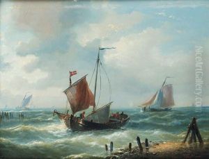 Sailing Vessels On An Estuary In A Breeze