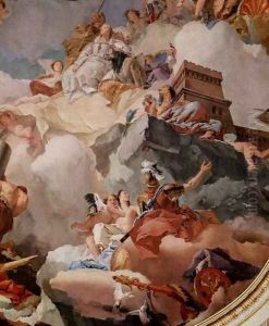 Frescoes in the Royal Palace of Madrid, scene, apotheosis of the Spanish royal family by Giovanni Battista Tiepolo