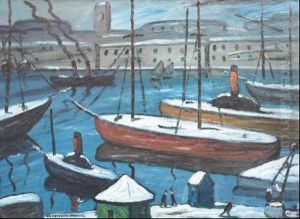 Marseille, Le Vieux Port Sous La Neige by Louis-Mathieu Verdilhan