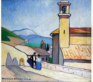 Deux Personnages Conversant Devant L'eglise D'ollioulles