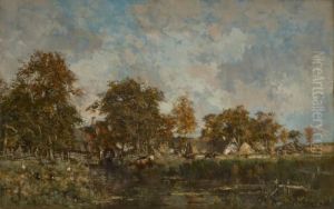 Le Moulin A Eau Avec Troupeauen Avant-plan