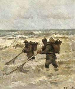 Garnaalvissers Aan Het Werk by Isidore Verheyden