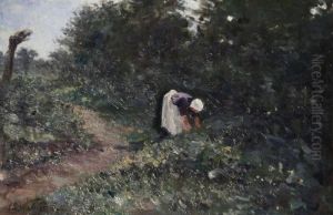 Farmer's Wife On A Country Road At The Fringe Of The Woods Farmer's Wife On A Country Road At The Fringe Of The Woods