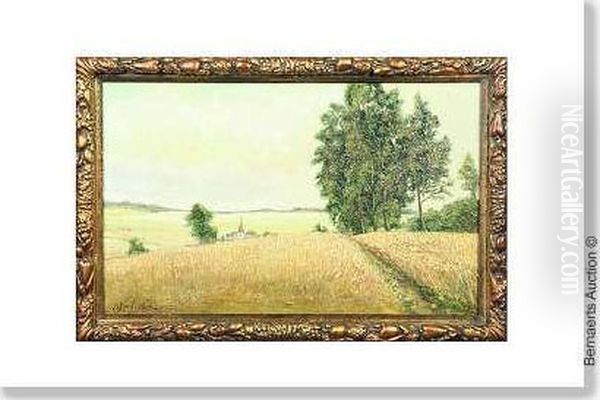 Landscape Withcorn Fields And Church Tower In The Distance - view 1