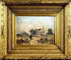 [chaumieres.] Huile Sur Toile, Signee En Bas A Droite