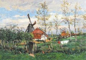 Zomerlandschap Met Molen En Hoeve by Isidore Verheyden