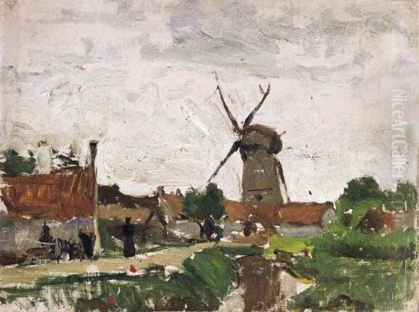 Dorpszicht Met Molen - view 1
