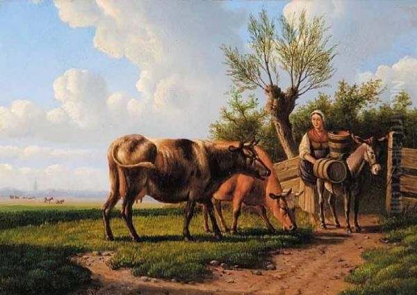 Untitled - Farm Girl Tending The Cows - view 1