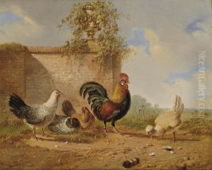 A Rooster And His Chicken by Albertus Verhoesen
