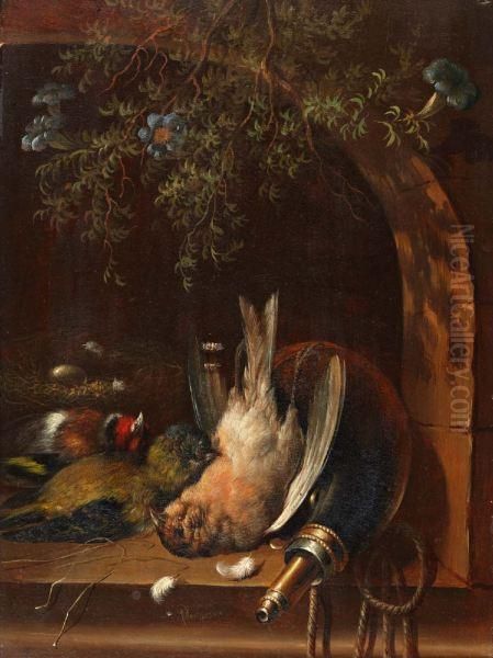 Stilleven Met Gevogelte En Kruithoorn In Een Nis - view 1