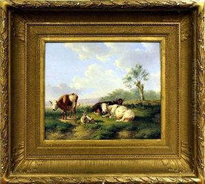 [vache Et Bouc Dans Les Pres] by Albertus Verhoesen