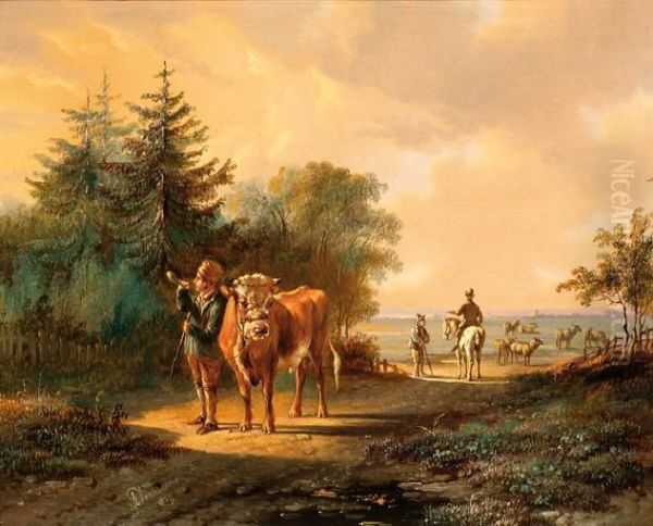 A Man With A Bull And Several Figures In A Landscape - view 1