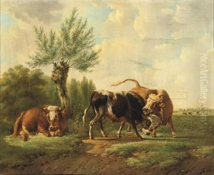 Fighting Bulls by Albertus Verhoesen
