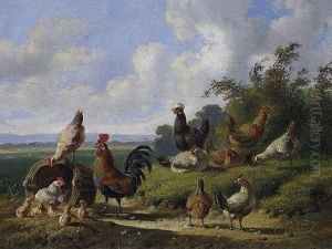 Poultry. Signed And Dated Centre Bottom: A. Verhoesen 18 by Albertus Verhoesen