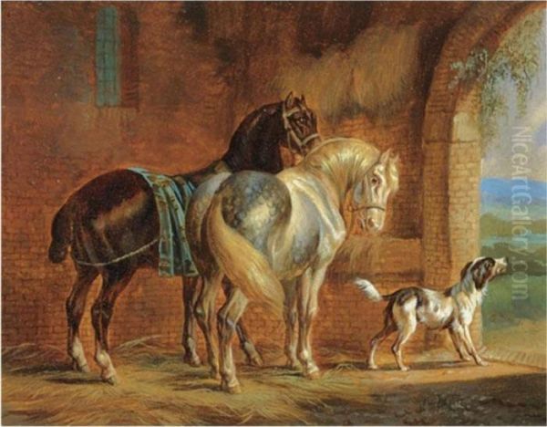 Horses In A Stable - view 1