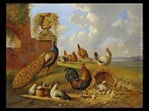 Federvieh Vor Ruine by Albertus Verhoesen