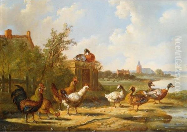 Poultry In A Summer Landscape; Ducks In A Summer Landscape (a Pair) - view 1