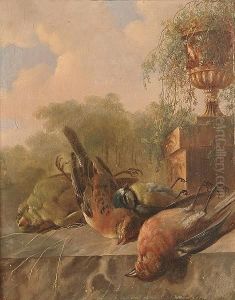 Still Life Of Birds, With An Urn In The Background. Still Life Of Birds, With An Urn In The Background.