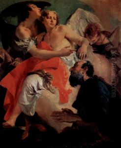 Abraham and the angels counterpart, Hagar and Ismael by Giovanni Battista Tiepolo