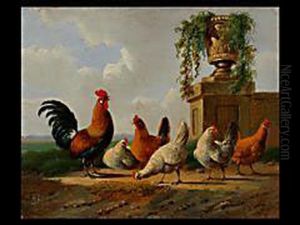Huhner Vor Parkvase by Albertus Verhoesen