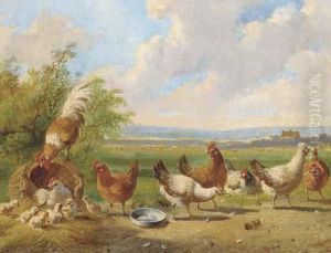 Poultry In A Landscape by Albertus Verhoesen