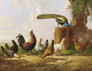 Poultry In A Landscape by Albertus Verhoesen