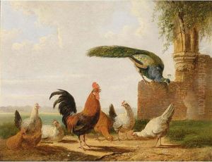 The Poultry Yard by Albertus Verhoesen